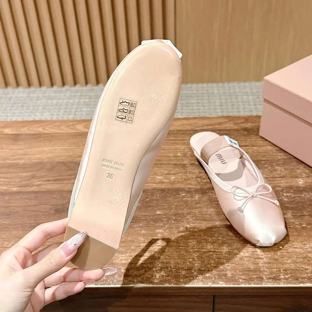 Miu Miu Women Satin Ballerina Mules-Pink - image 10