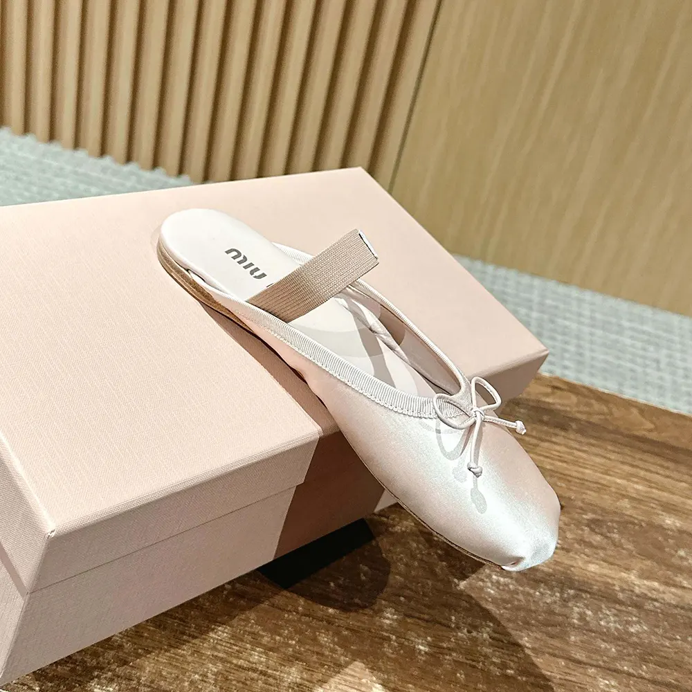 Miu Miu Women Satin Ballerina Mules-Pink - image 5