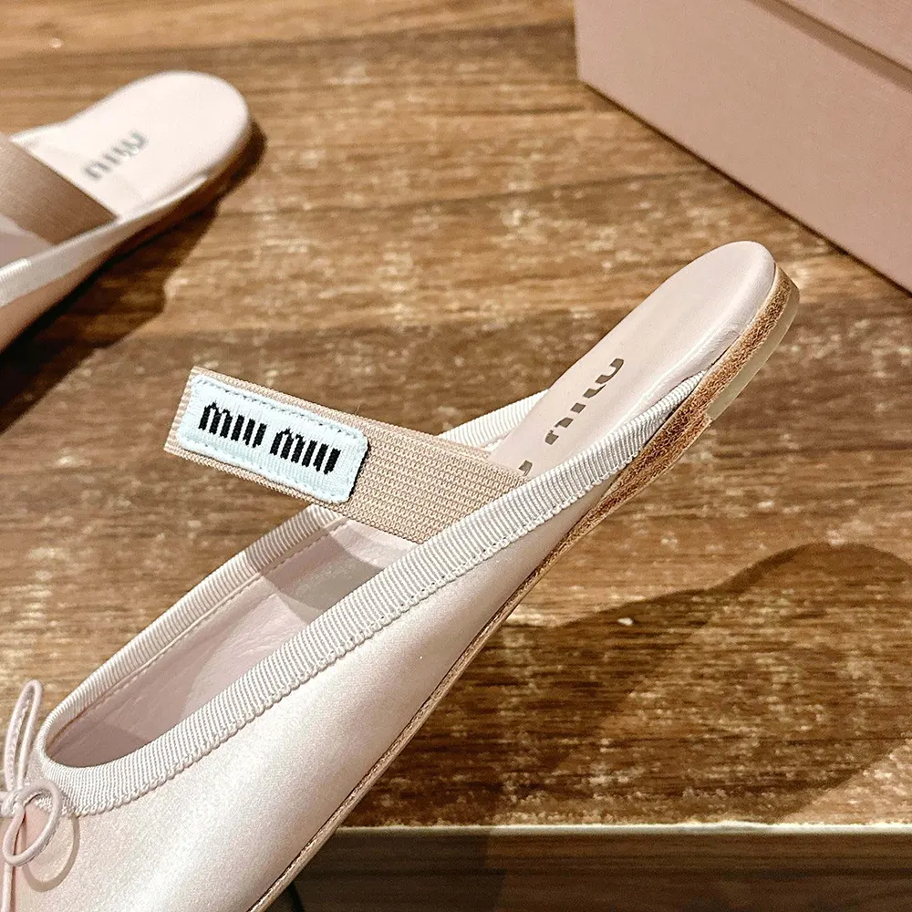 Miu Miu Women Satin Ballerina Mules-Pink - image 7