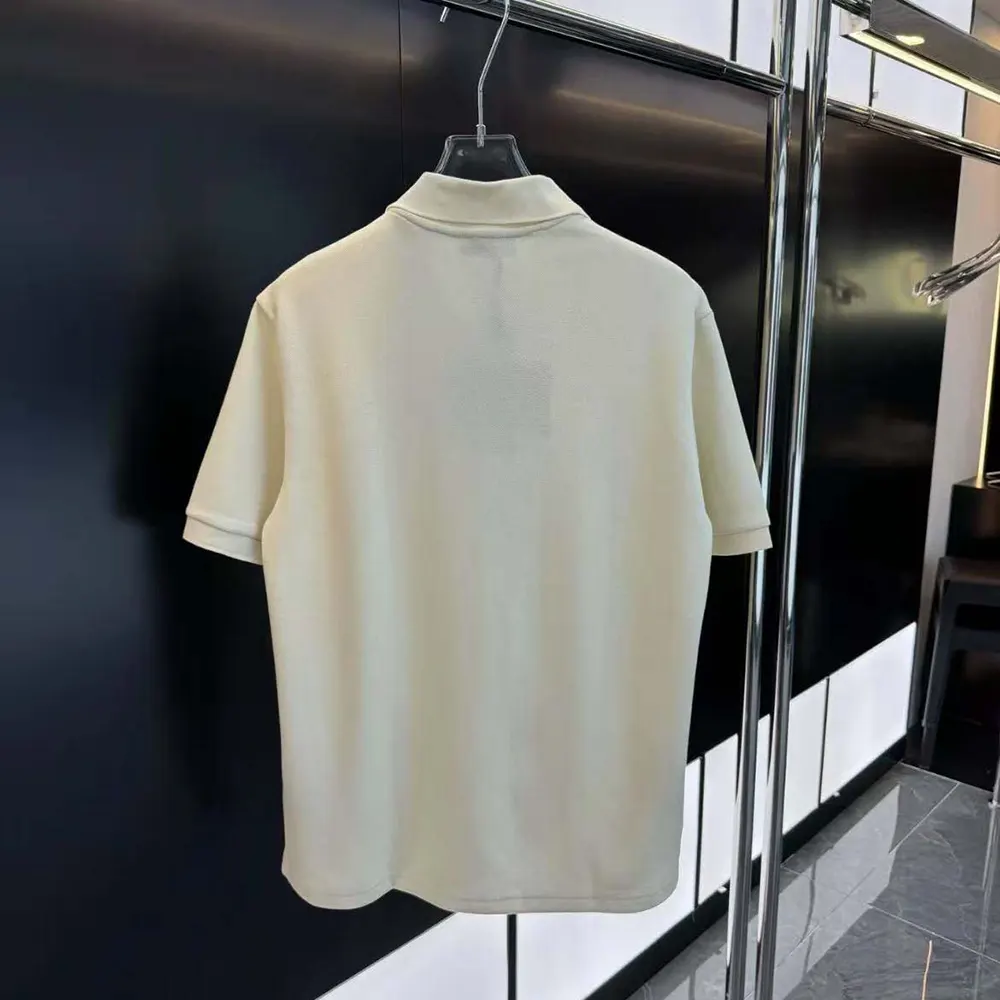 Side angle showing tailored fit of Prada Men Fleece Polo Natural Shirt