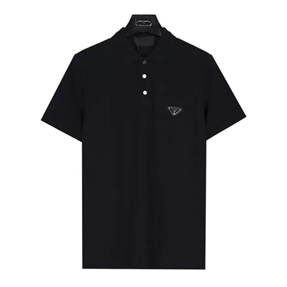 Front view of Prada Men Fleece Polo Natural Shirt in black