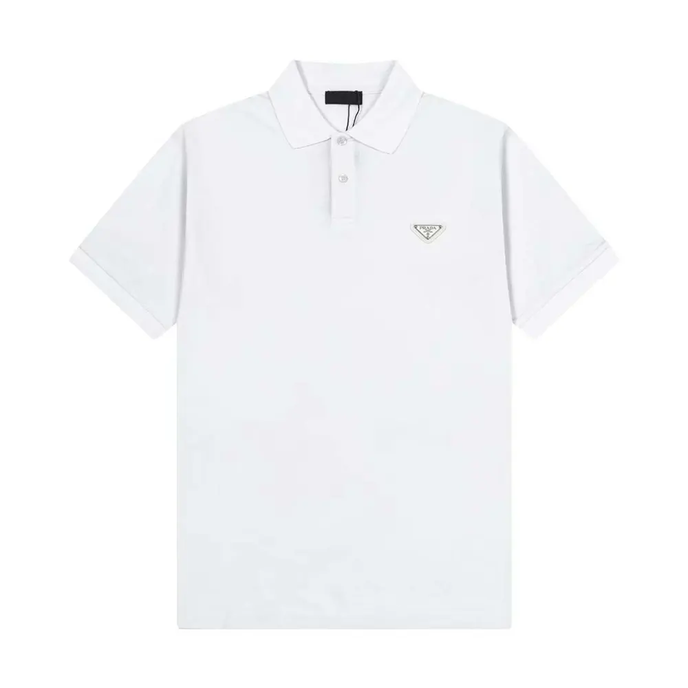 Front view of Prada Men Fleece Polo Natural Shirt in white