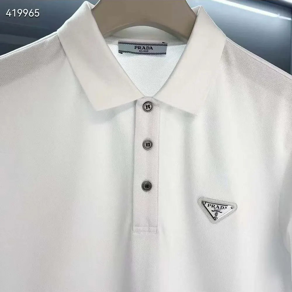 Prada Men Fleece Polo Natural Shirt in a Fleece Design-White - image 5