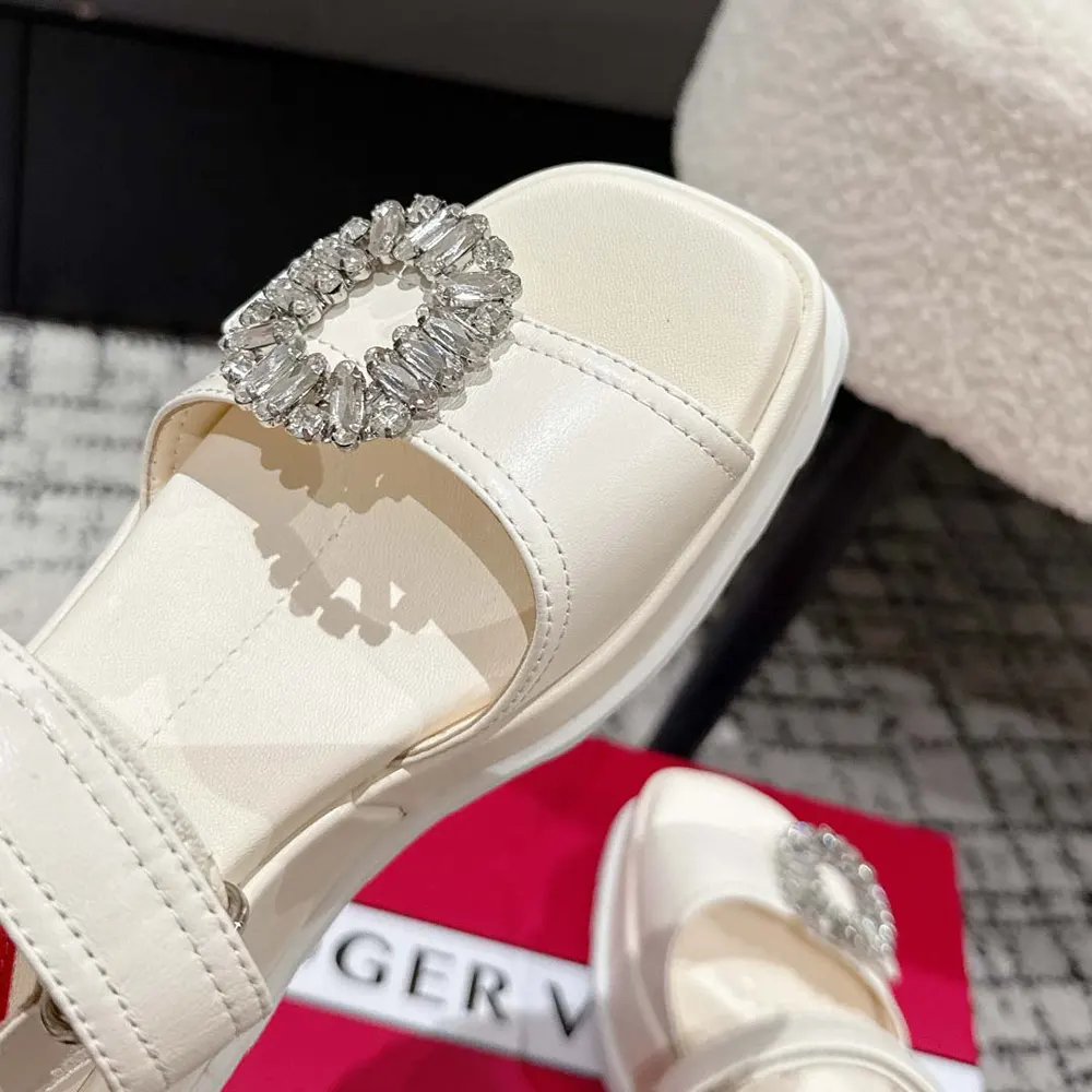 Roger Vivier Women Slidy Viv’ Wedge Sandals in Leather-White - image 7