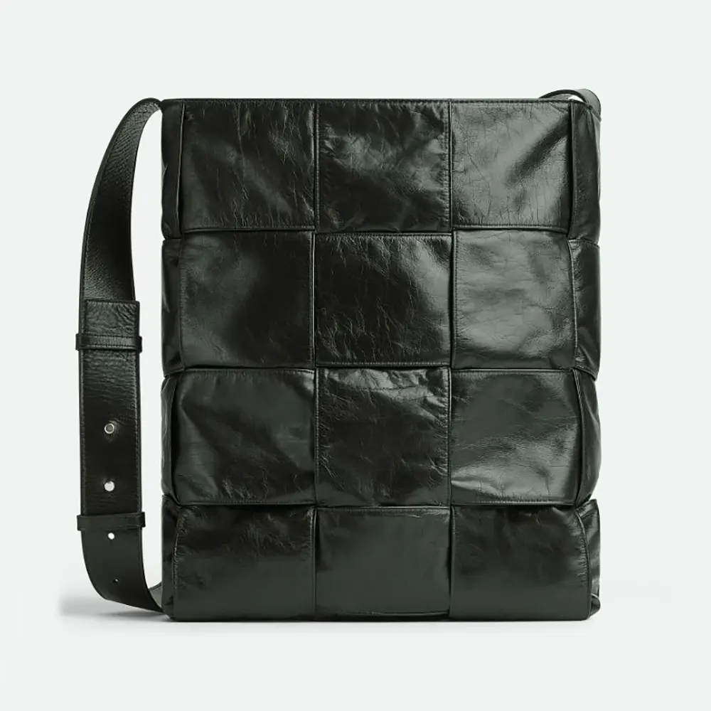 Close-up of intrecciato weave detail on Bottega Veneta Arco Hobo Bag