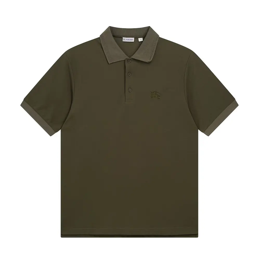 Front view of Burberry Men Cotton Polo Shirt with Equestrian Knight Design