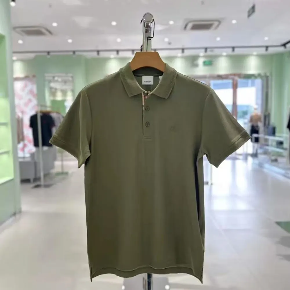 Side profile showing tailored fit of Burberry Men Cotton Polo Shirt