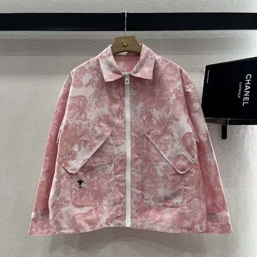 Close-up of jacquard weave and signature Dior hardware on Dioriviera Jacket