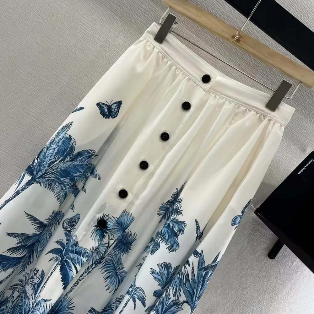 Dior Women Dioriviera Mid-Length Flared Skirt White and Blue Toile de Jouy - image 4