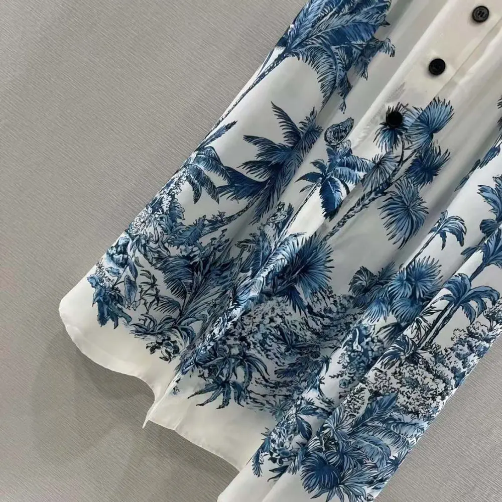 Dior Women Dioriviera Mid-Length Flared Skirt White and Blue Toile de Jouy - image 6