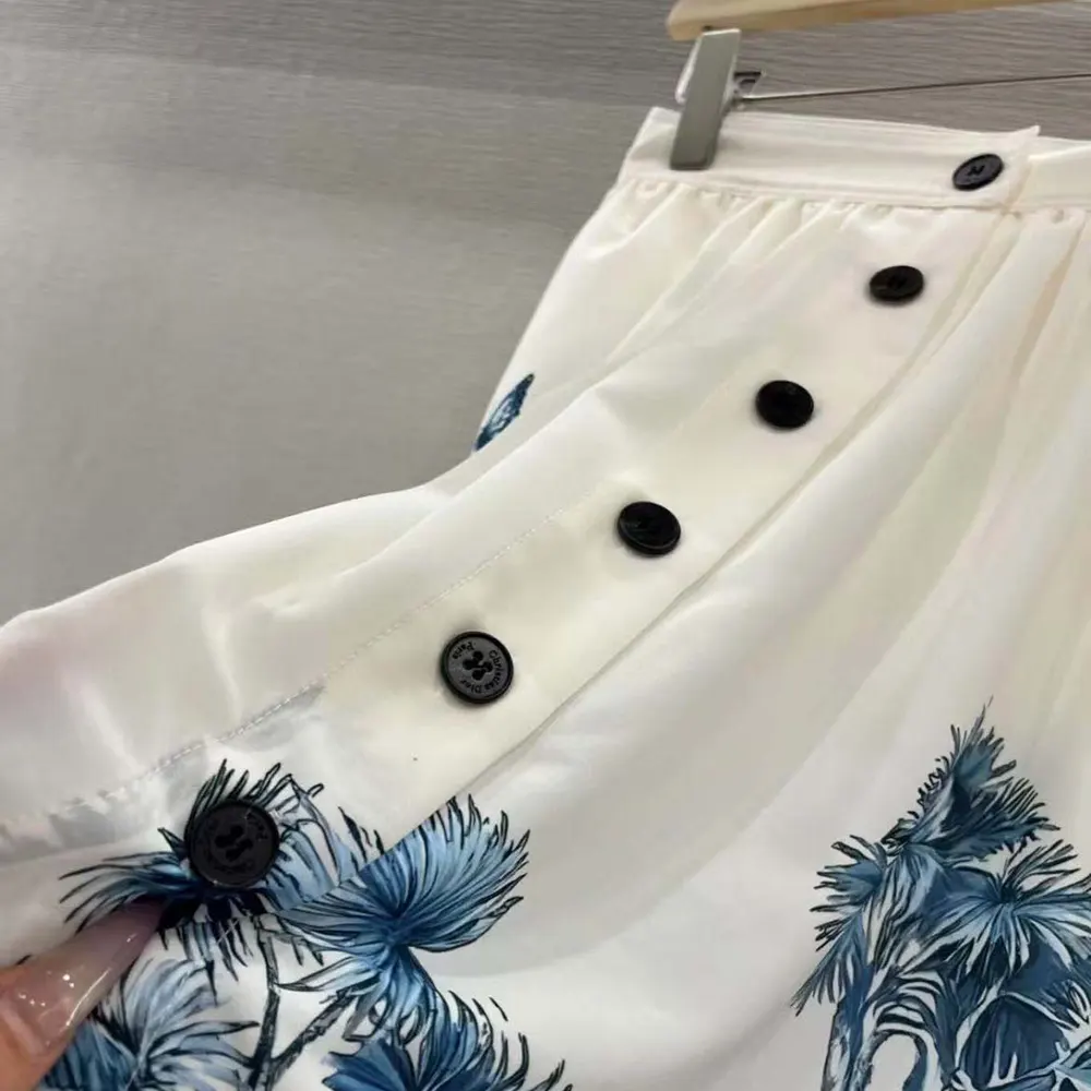 Dior Women Dioriviera Mid-Length Flared Skirt White and Blue Toile de Jouy - image 5
