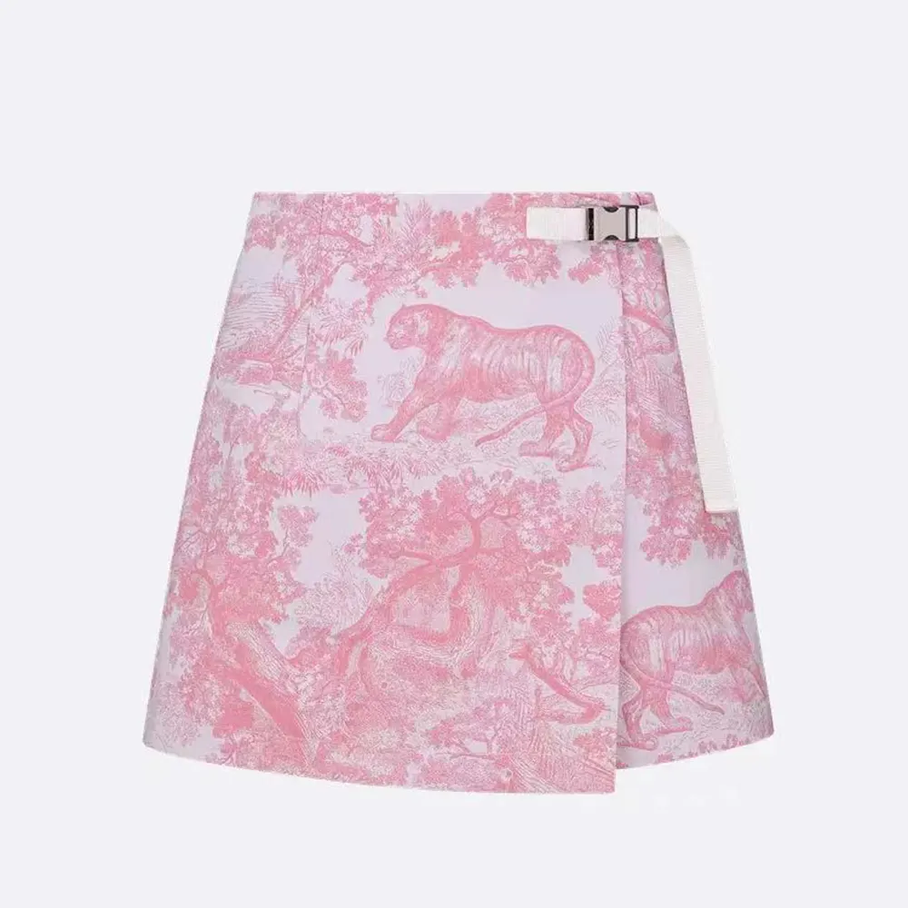 Front view of Dior Women Dioriviera Skort White Jacquard Technical Taffeta in pink