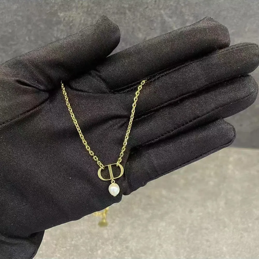 Dior Women Petit CD Necklace Gold-Finish Metal and White Resin Pearl - image 5