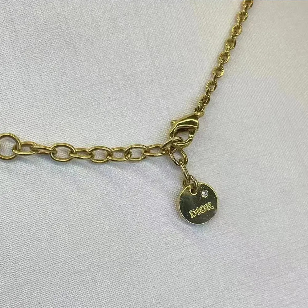 Dior Women Petit CD Necklace Gold-Finish Metal and White Resin Pearl - image 4