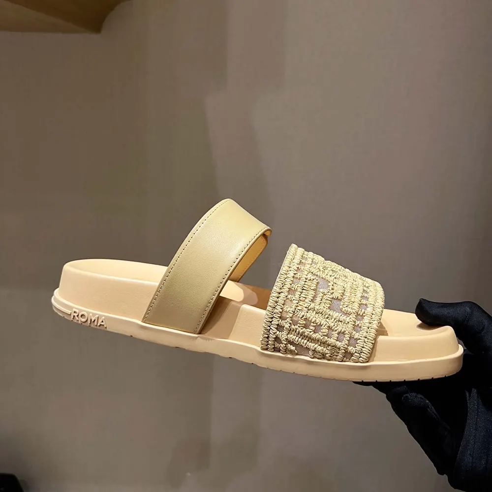 Fendi Women Feel Mesh Slides with Raffia FF Embroidery - image 9
