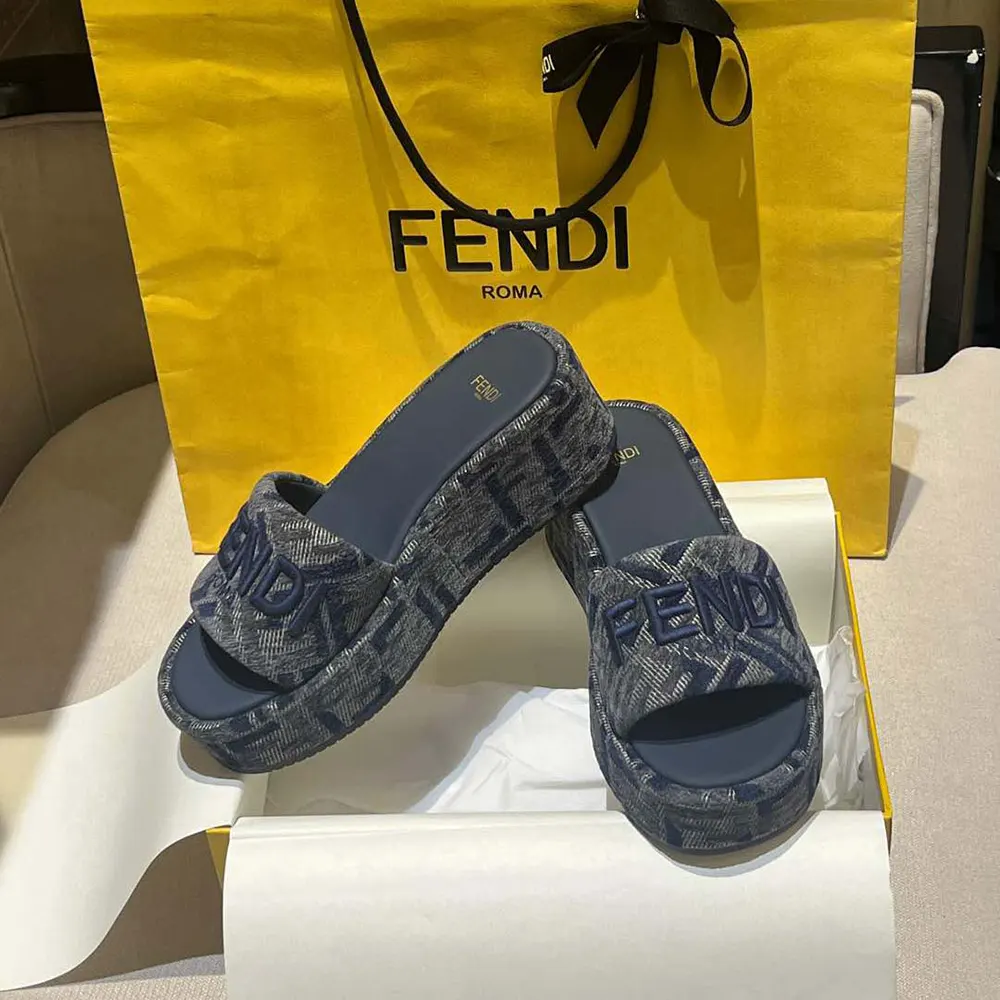 Fendi Women Sunshine FF Chenille Jacquard Platform Sandals - image 4