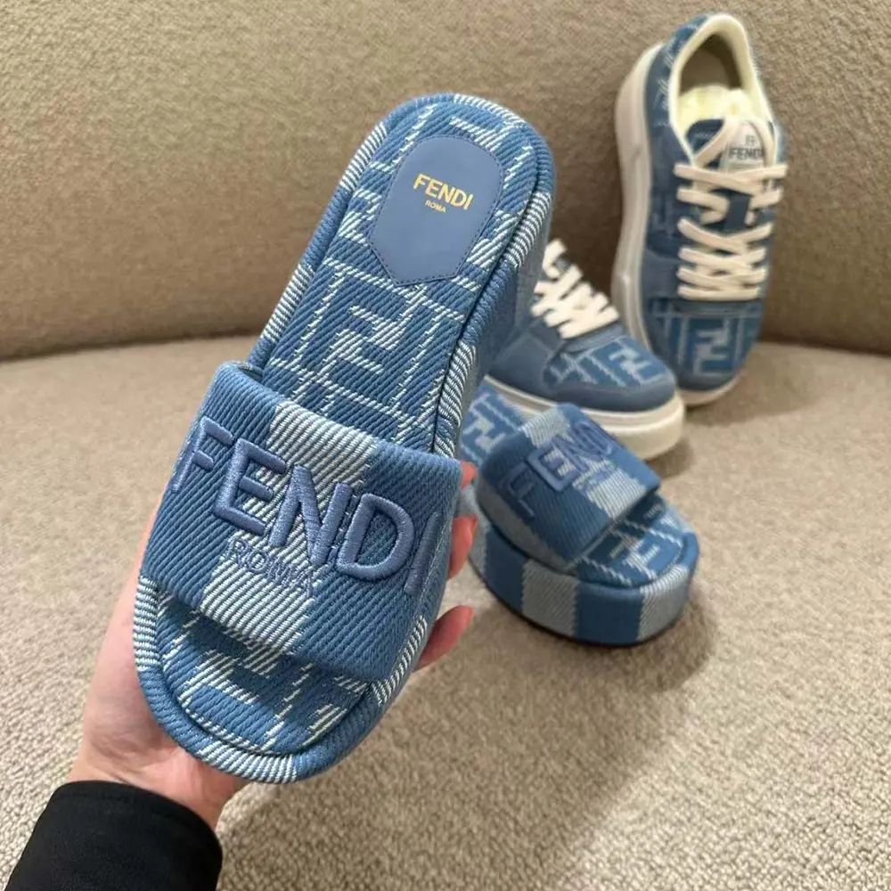 Top view showcasing the flatform sole and subtle Fendi hardware slides