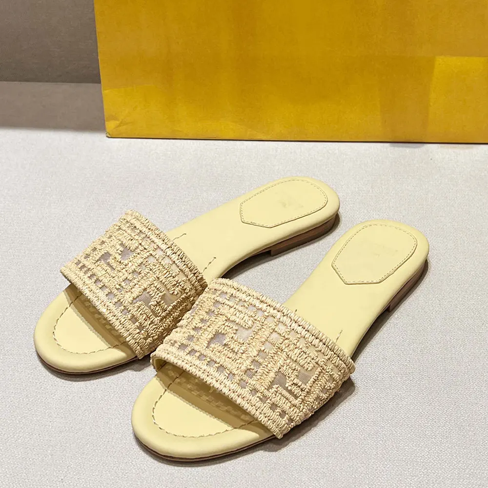 Fendi Women Sunshine Mesh Slides with Raffia FF Embroidery - image 4