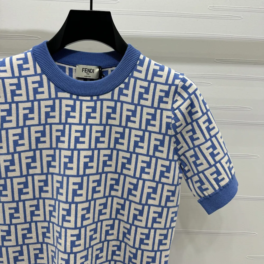 Fendi Women Sweater Blue FF Cotton Jumper - image 7