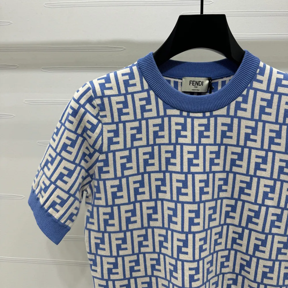 Fendi Women Sweater Blue FF Cotton Jumper - image 6