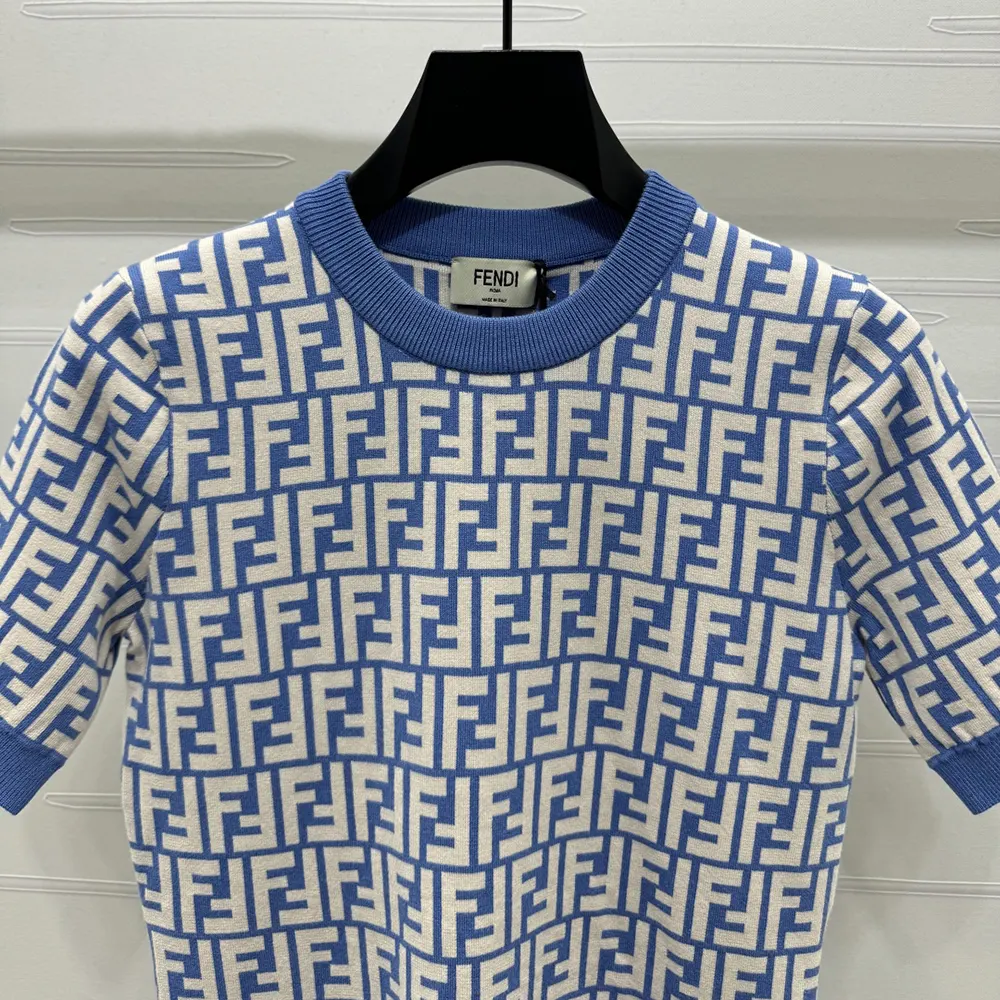 Fendi Women Sweater Blue FF Cotton Jumper - image 5