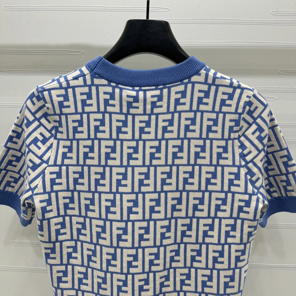 Fendi Women Sweater Blue FF Cotton Jumper - image 4