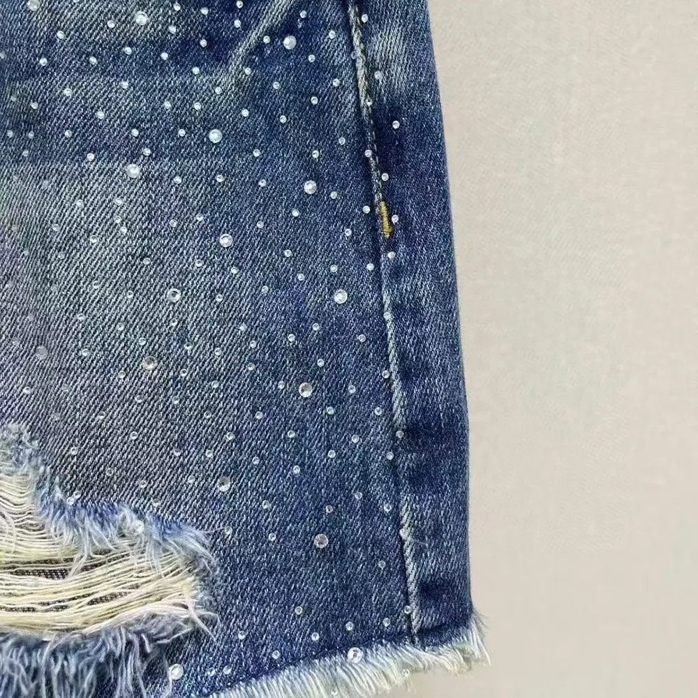 Loewe Women Anagram Shorts in Denim - image 5