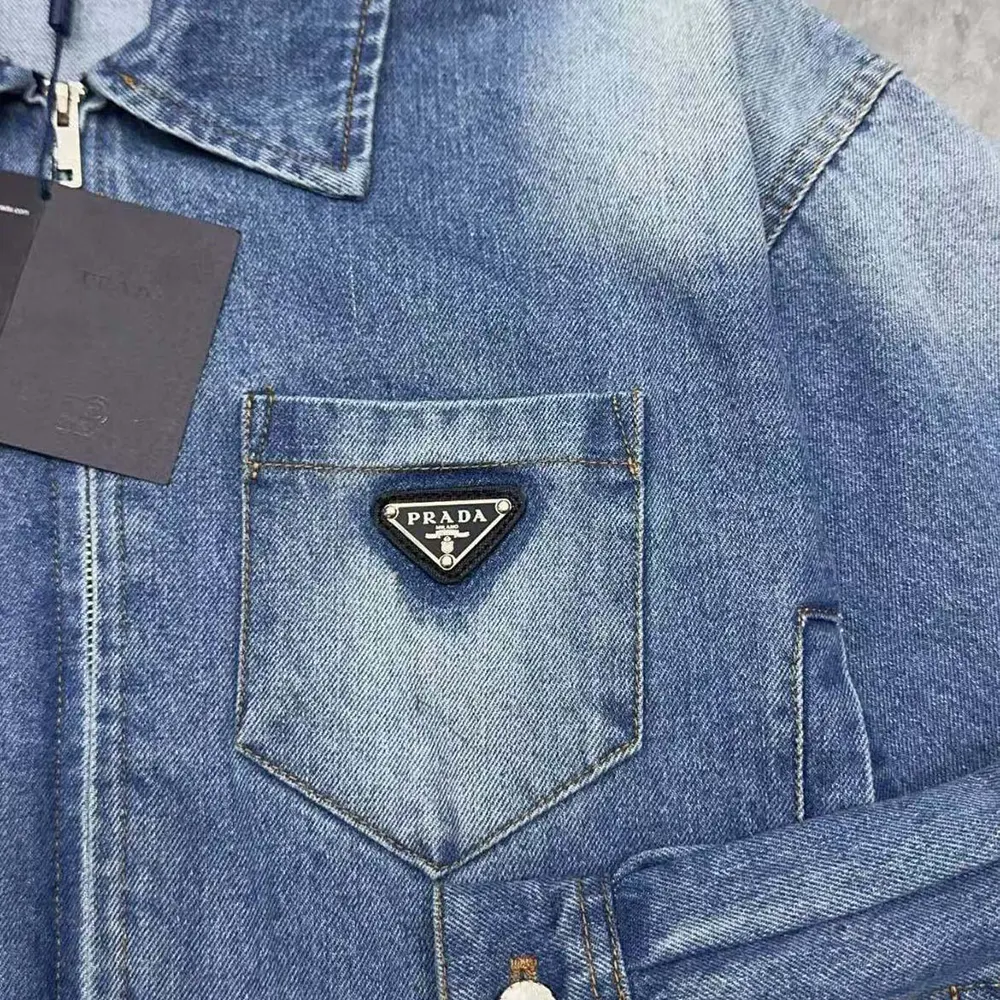 Prada Women Cropped Organic Denim Jacket - image 6