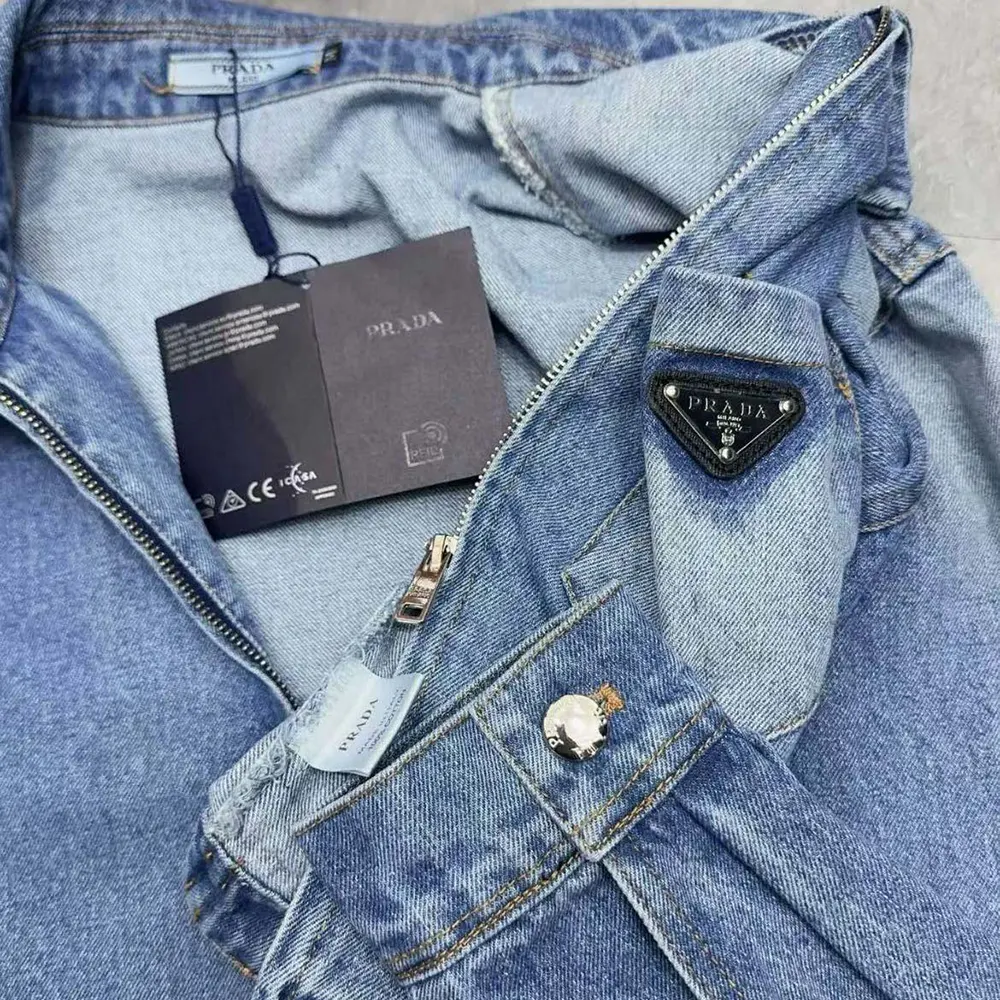 Prada Women Cropped Organic Denim Jacket - image 7