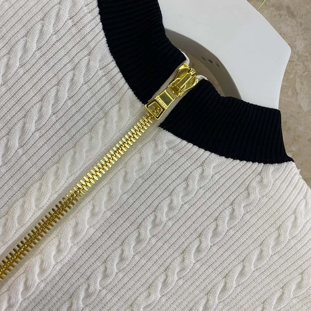 Balmain Women Two-Tone Cable-Knit Bodycon Dress - image 7