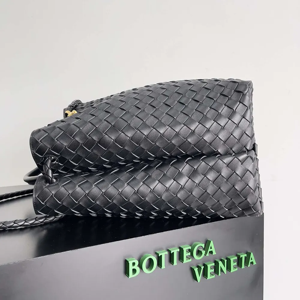 Bottega Veneta Women Large Andiamo in Lambskin Leather-Black/Gold - image 4
