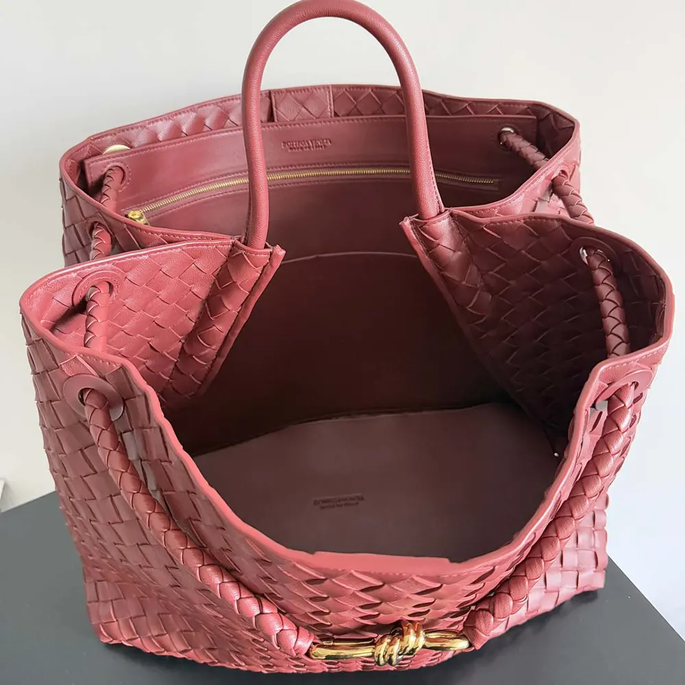 Bottega Veneta Women Large Andiamo in Lambskin Leather-Dark Red - image 6