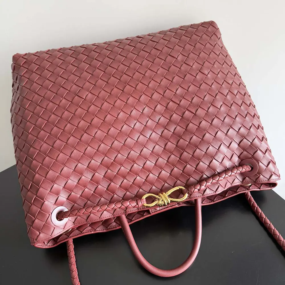 Bottega Veneta Women Large Andiamo in Lambskin Leather-Dark Red - image 4