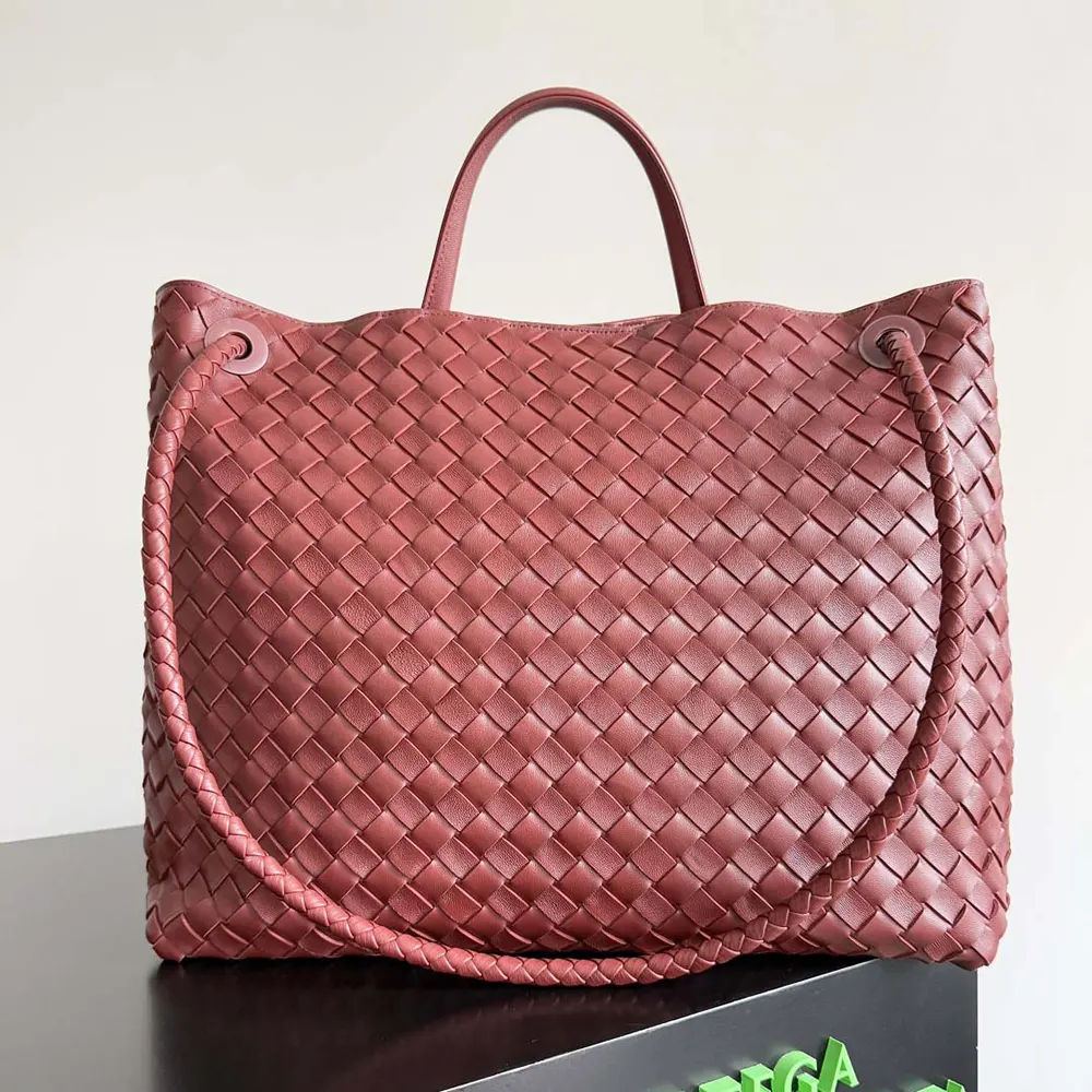 Side angle showing the structured silhouette of Bottega Veneta Women Large Andiamo