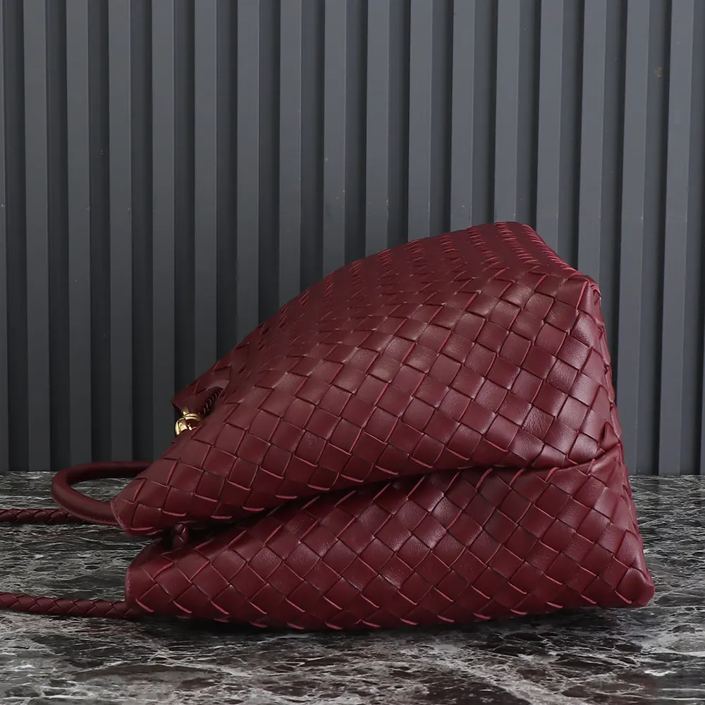 Bottega Veneta Women Large Andiamo in Lambskin Leather-Maroon - image 6