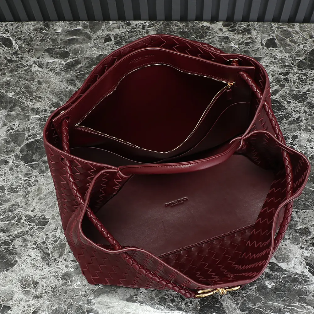 Bottega Veneta Women Large Andiamo in Lambskin Leather-Maroon - image 7
