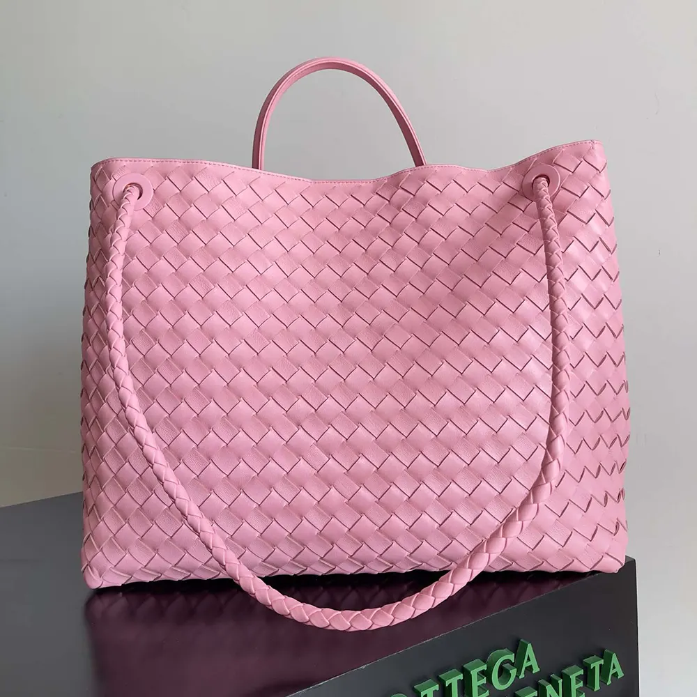 Side profile showing spacious silhouette of Bottega Veneta Women Large Andiamo bag