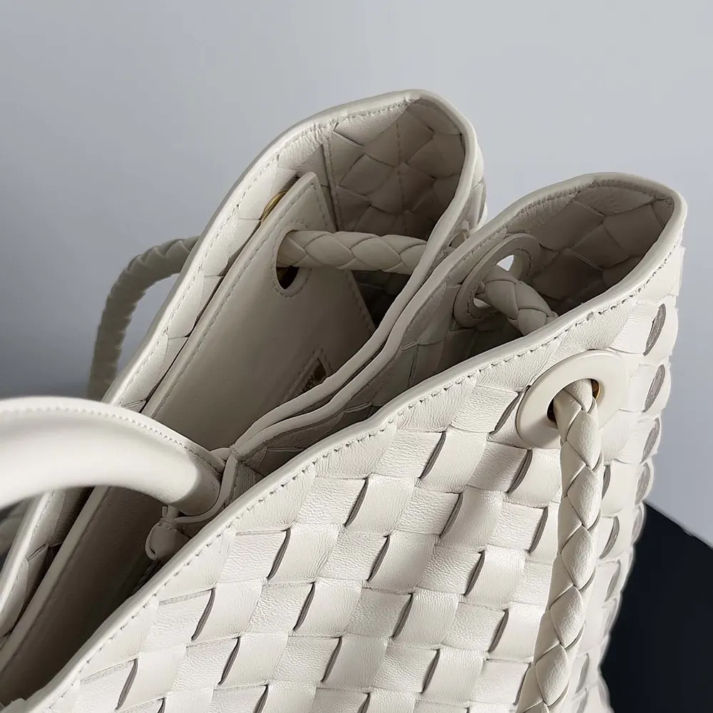 Bottega Veneta Women Large Andiamo in Lambskin Leather-White - image 8