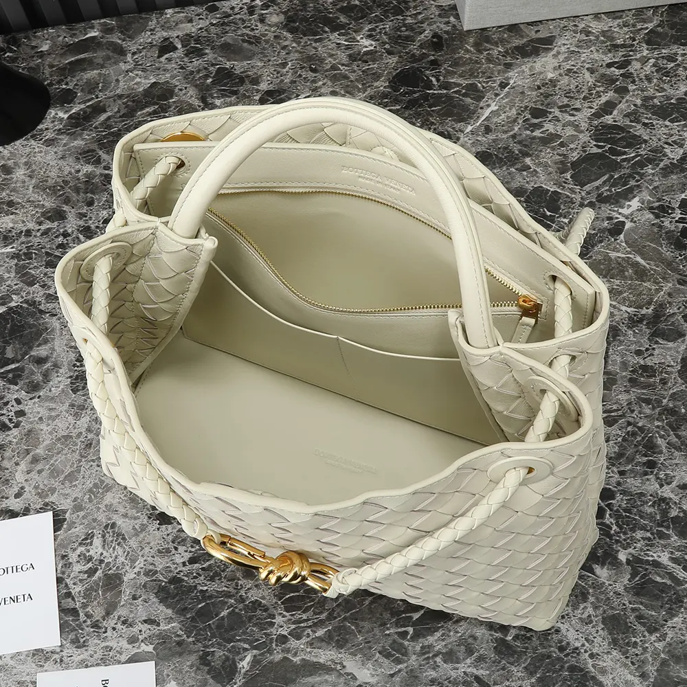 Bottega Veneta Women Medium Andiamo in Supple Intrecciato Leather-White - image 6