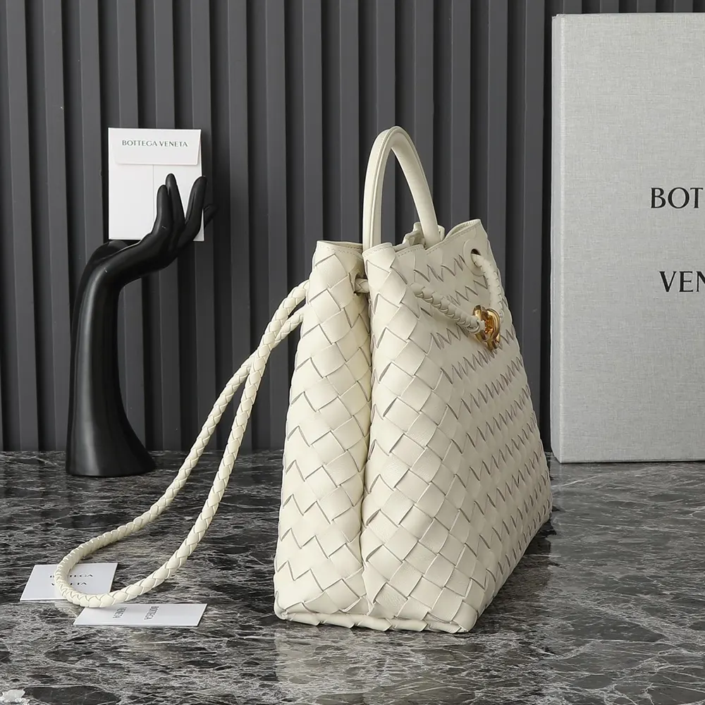 Bottega Veneta Women Medium Andiamo in Supple Intrecciato Leather-White - image 4