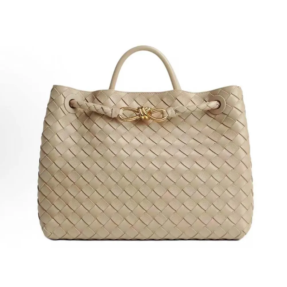 Bottega Veneta Women Medium Andiamo in Supple Intrecciato Leather-Beige