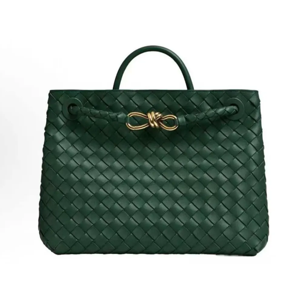 Bottega Veneta Women Medium Andiamo in Supple Intrecciato Leather-Green