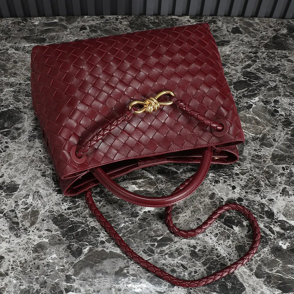 Bottega Veneta Women Medium Andiamo in Supple Intrecciato Leather-Maroon - image 4