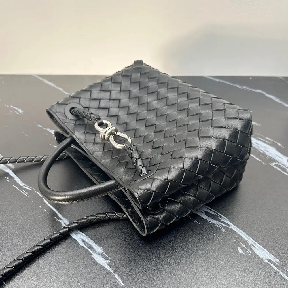 Bottega Veneta Women Small Andiamo Intrecciato Leather Top Handle Bag-Black/Silver - image 5