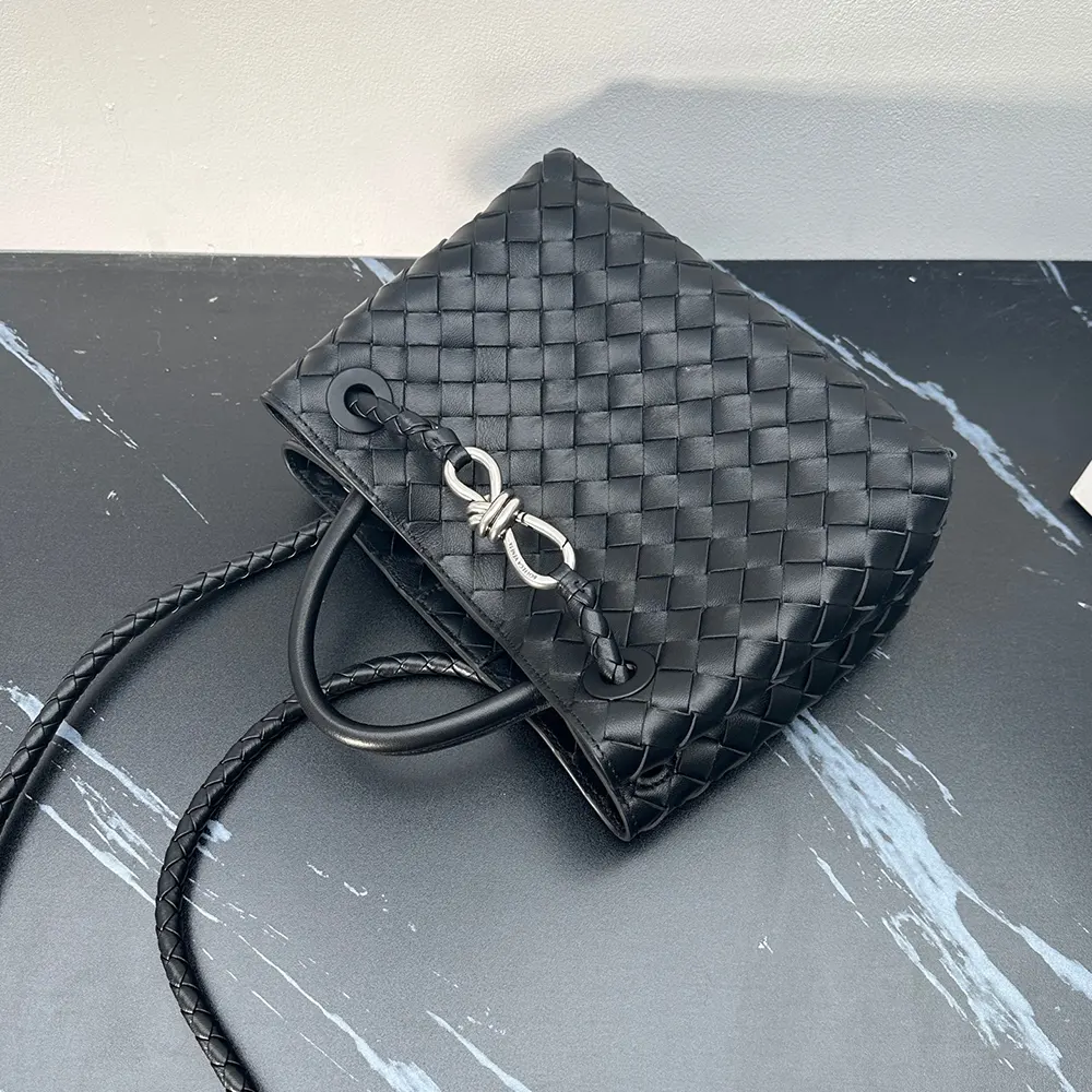Bottega Veneta Women Small Andiamo Intrecciato Leather Top Handle Bag-Black/Silver - image 6