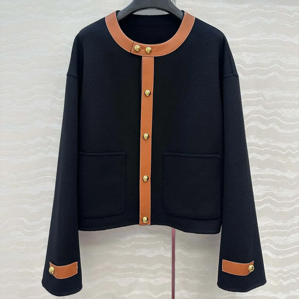 Close-up of fabric texture on Celine Women Cardigan Jacket In Double Face Cashmere