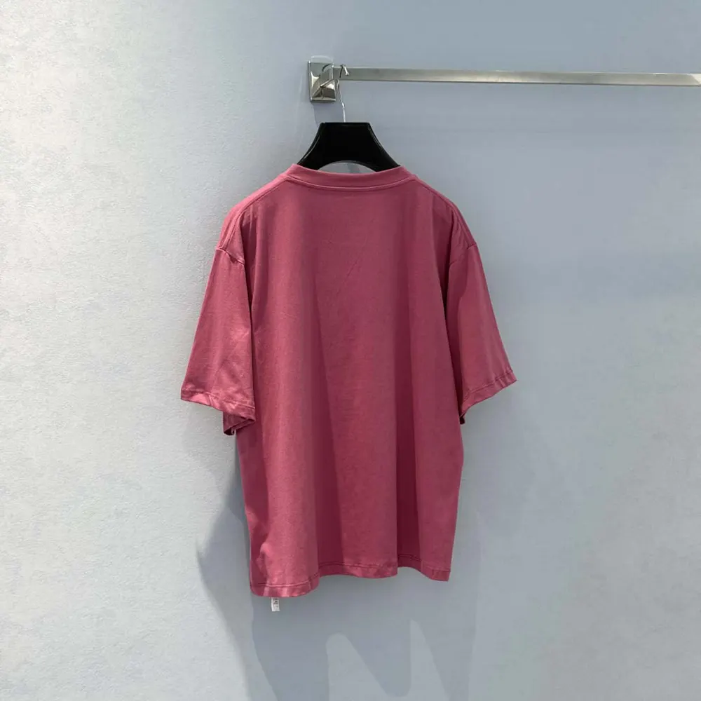 Side profile showing silhouette of Celine Men Loose T-Shirt In Cotton Jersey-Rose