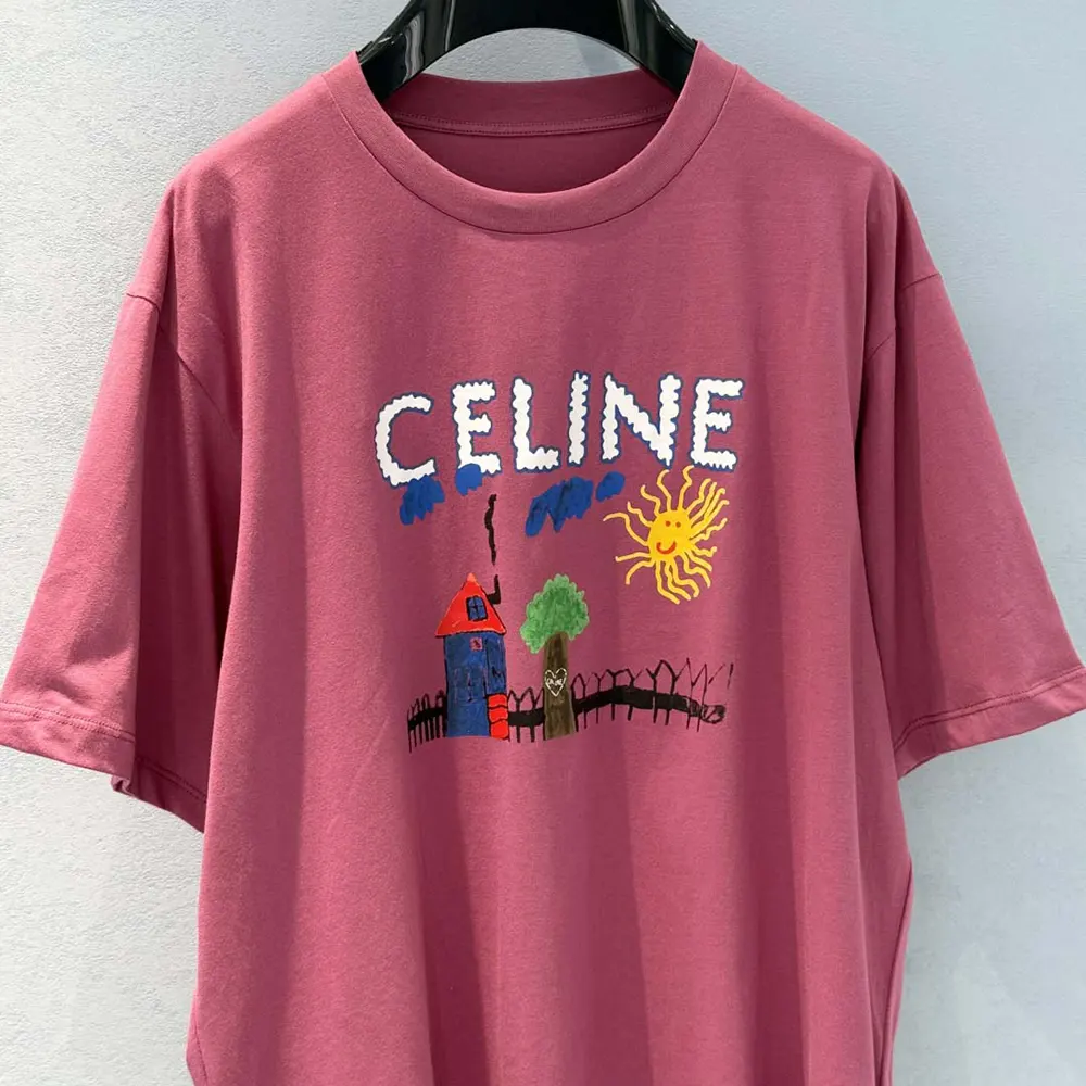 Celine Men Loose T-Shirt In Cotton Jersey-Rose - image 4