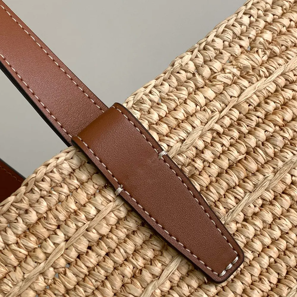 Celine Women Medium Supple Celine Classic Panier In Raffia And Calfskin - image 8