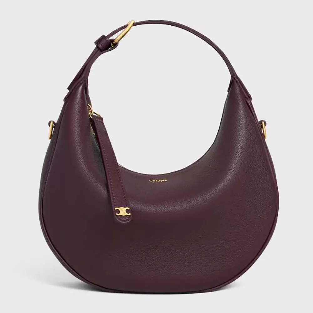 Front view of Celine Women Teen Celine Lulu in deep burgundy leather